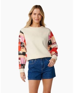 Rip Curl Rip Curl Party Wave Printed Sleeve Sweatshirt - Blue