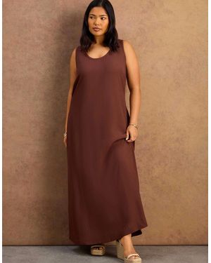 Live Unlimited London Chocolate Scoop Neck Maxi Dress - Brown