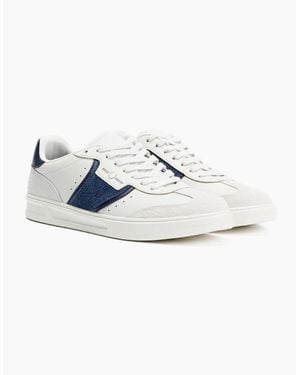 Fred Perry B4 Textured Leather/Suede Trainers - Blue