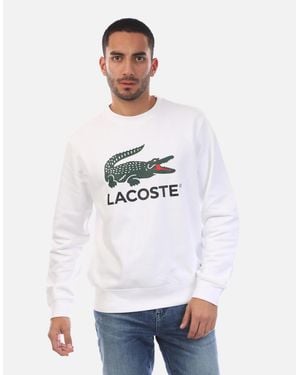 Lacoste Fleece Crew Neck Sweatshirt - White