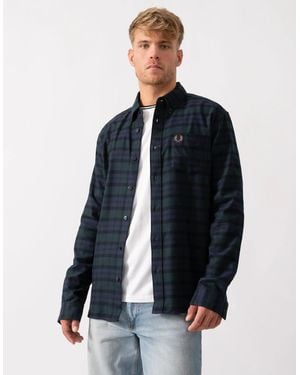 Fred Perry Blackwatch Tartan Brushed Twill Shirt - Blue