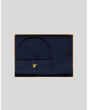 Lyle & Scott Donegal Scarf And Beanie Set - Blue