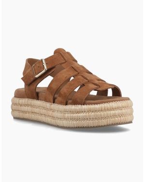 Hush Puppies Rosetta Gladiator Leather Tan Sandals - Brown
