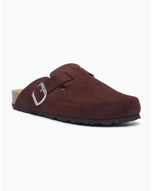 Hush Puppies Bailey Suede Chocolate Mules - Red