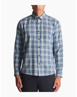 Remus Uomo Tapered Parker Long Sleeve Check Shirt - Blue