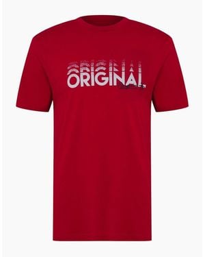 Original Penguin Penguin Lettering Crew Neck T-Shirt - Red