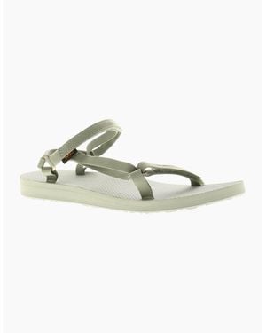 Teva Strappy Sandals Original Universal Slim Touch Fastening Sea Grass Uk - Metallic