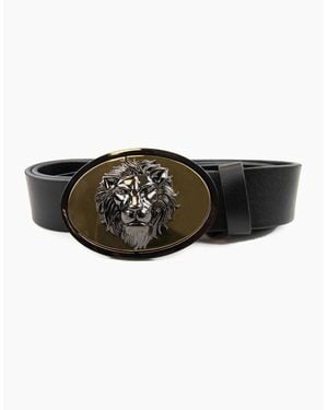 Versus Versace Versus Oval Lion Head Buckle Belt - Black