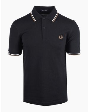 Fred Perry Twin Tipped Polo Blk/Snowwht/Brnz - Black