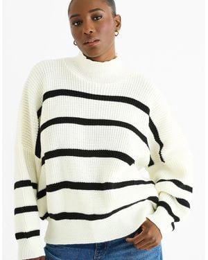 Gini London Cream Chunky Knit High Neck Jumper - Natural