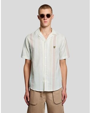Lyle & Scott Short Sleeve Zig Zag Stripe Shirt - White
