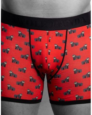 Swole Panda Gorillas Bamboo Boxer Brief - Red