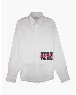 KENZO Script Logo Long Sleeve Shirt - White