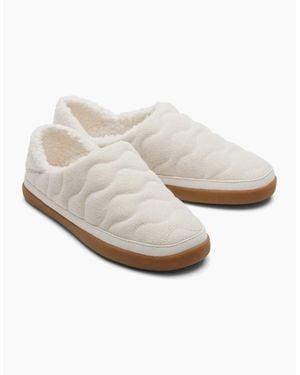 TOMS Ezra Polyester Light Sand Slippers - White