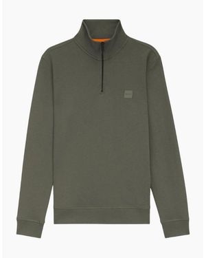BOSS Zetrust Patch Logo/ Quarter Zip Sweatshirt - Green