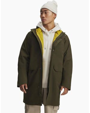 Under Armour Legend Solid Patterned Snap Button Hooded Parka Coat - Green