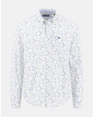 Fynch-Hatton Premium Flower Print Button Down Shirt Magnolia - White