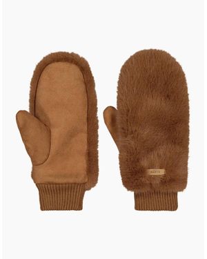 Barts Fur Mitts Knitted Cuff Mittens - Brown
