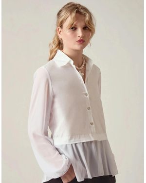 James Lakeland Contrast Hem Blouse - Natural