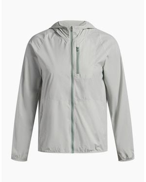 Under Armour Launch Solid Patterned Hooded Running Jacket With Chest Pocket - Grey