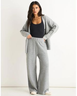 Gini London Soft Knit Pull On Wide-Leg Trousers - Multicolour
