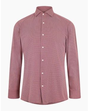 BOSS Spread Collar Slim Fit Long Sleeve Oxford Shirt - Purple