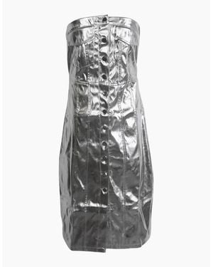 Amy Lynn Metallic Patterned Sleeveless Maxi Bandeau Dress - Grey