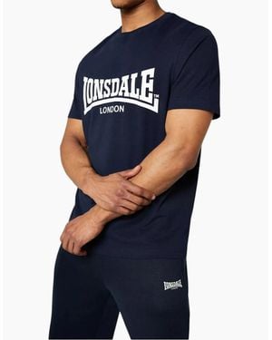 Lonsdale London T Shirts Essential Logo Crew Neck Tee - Blue