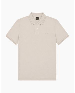 BOSS Boss Pe Interlock Relaxed Fit Polo - White