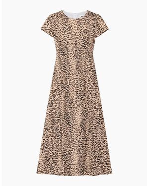 Ro&zo Leopard Print Seam Detail Midi Dress - Natural