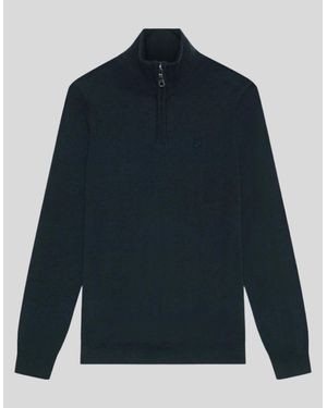 Lyle & Scott Merino Wool 1/4 Zip Jumper - Blue