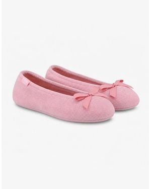 Totes Isotoner Terry Ballerina Slippers Full Slippers Pastel - Pink