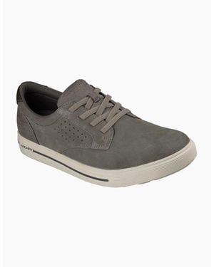 Skechers Arch Fit Solano 2.0 Rey Leather Lace-Up Shoes - Grey