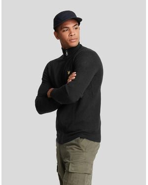 Lyle & Scott Lambswool Blend Zip Cardigan - Black
