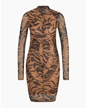 BOSS Nikau High Neck Long Sleeve Knee Length Dress - Blue