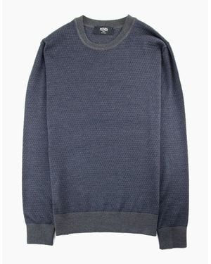 Fendi Micro Ff Knitted Jumper Dark - Blue