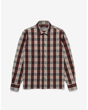 Oliver Sweeney Brushed Cotton Check Overshirt - Brown
