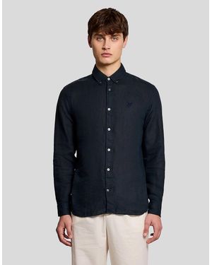 Lyle & Scott Linen Button Down Shirt - Blue