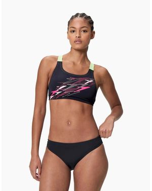 Speedo Ladies Medley Repeat Logo Leaderback Bikini Set - Blue