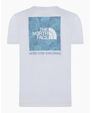 The North Face T Shirts Box Exploration Crew Neck Graphic Print Summer Tee - Blue