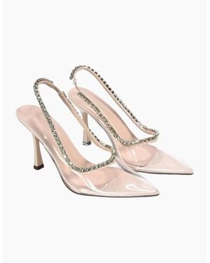 XY London Ladies Beryl Patent Rhinestone High Heel Court Shoes - Natural