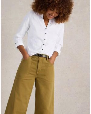 White Stuff Annie Broderie Jersey Shirt Brilliant - White