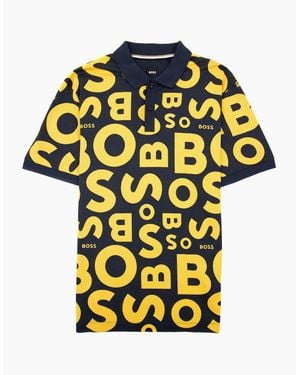 BOSS Parlay 156 All Over Logo Polo 404 - Yellow