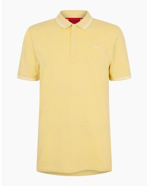 BOSS Collared Neck Button Placket Polo Shirt - Yellow