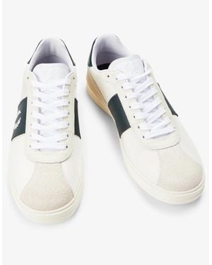 Fred Perry B4 Textured Poly/Suede Trainers - White
