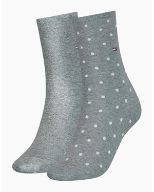 Tommy Hilfiger 2-Pack Dots Pattern Socks, Middle Melange - Grey