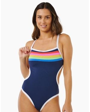 Rip Curl Rip Curl Surf Stripe Cheeky 1 Piece Swimsuit - Blue