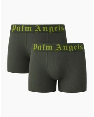 Palm Angels Two-Pack Contrast Logo Military Boxer Shorts - Green