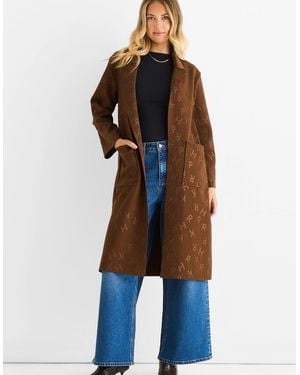Gini London Chocolate Embossed Edge To Edge Lightweight Jacket - Blue