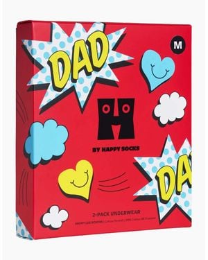Happy Socks 2-Pack Super Dad Boxer Trunks Gift Box - Blue